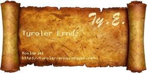 Tyroler Ernő névjegykártya